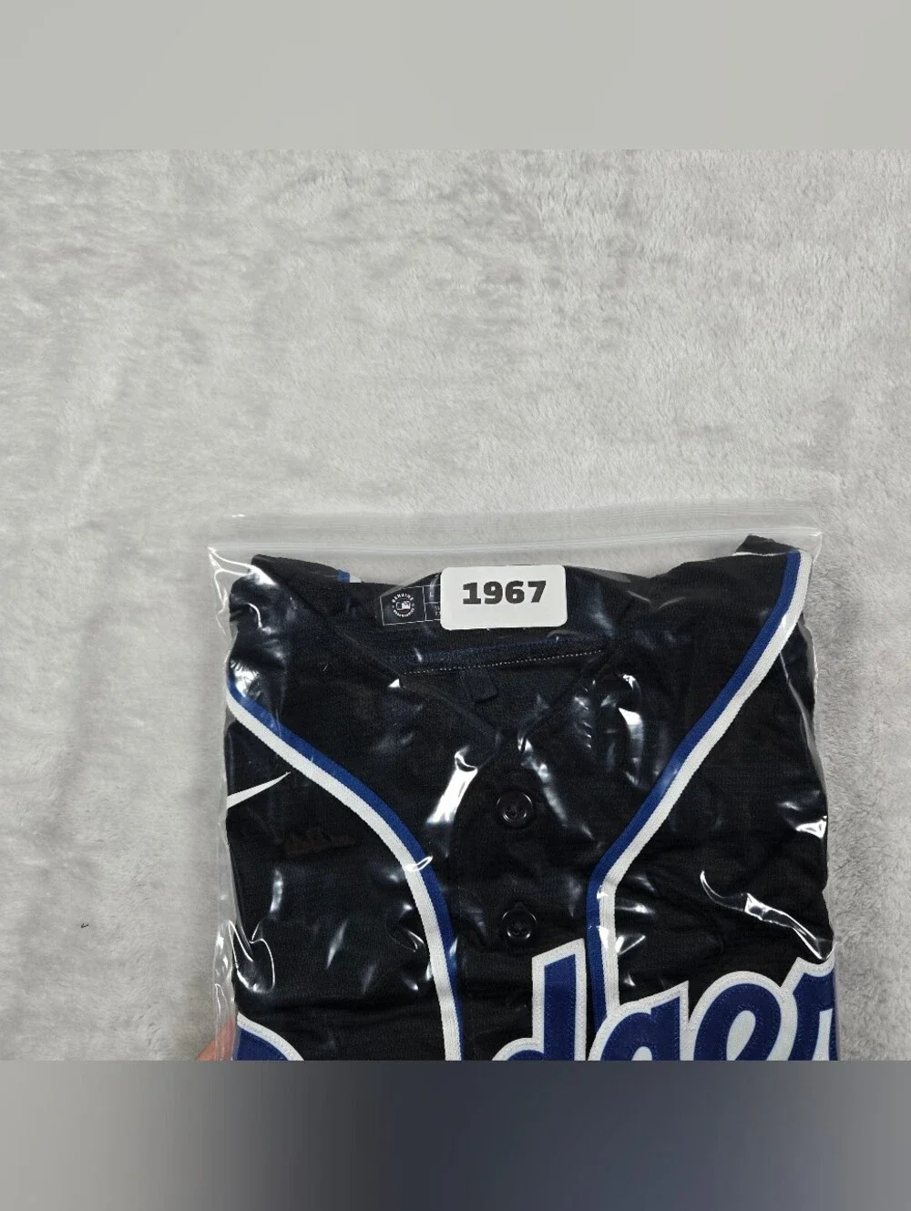 Nike Los Angeles Dodgers Button Up Jersey Mens Size Large L Black Lights Out